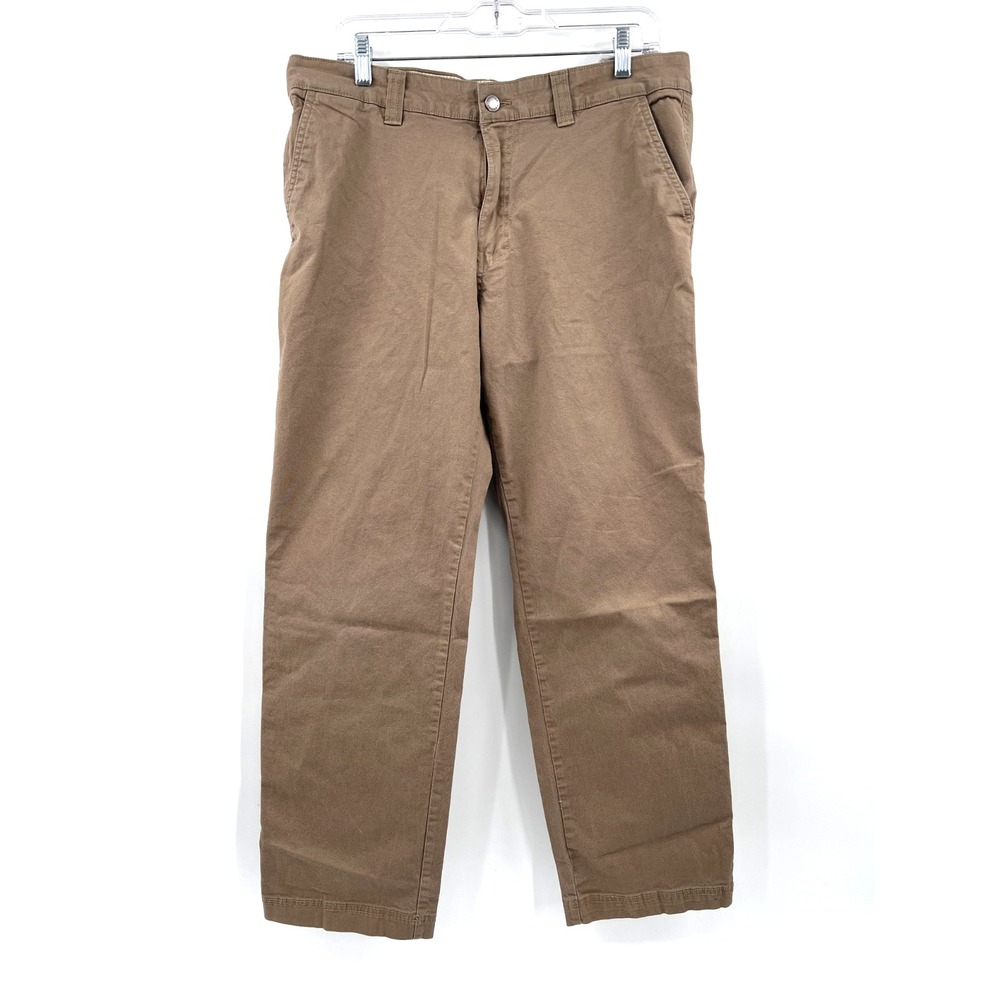 COLUMBIA Men's Sz 35x30 Regular Fit Straight-Leg Flat-Front Canvas Pants Stretch